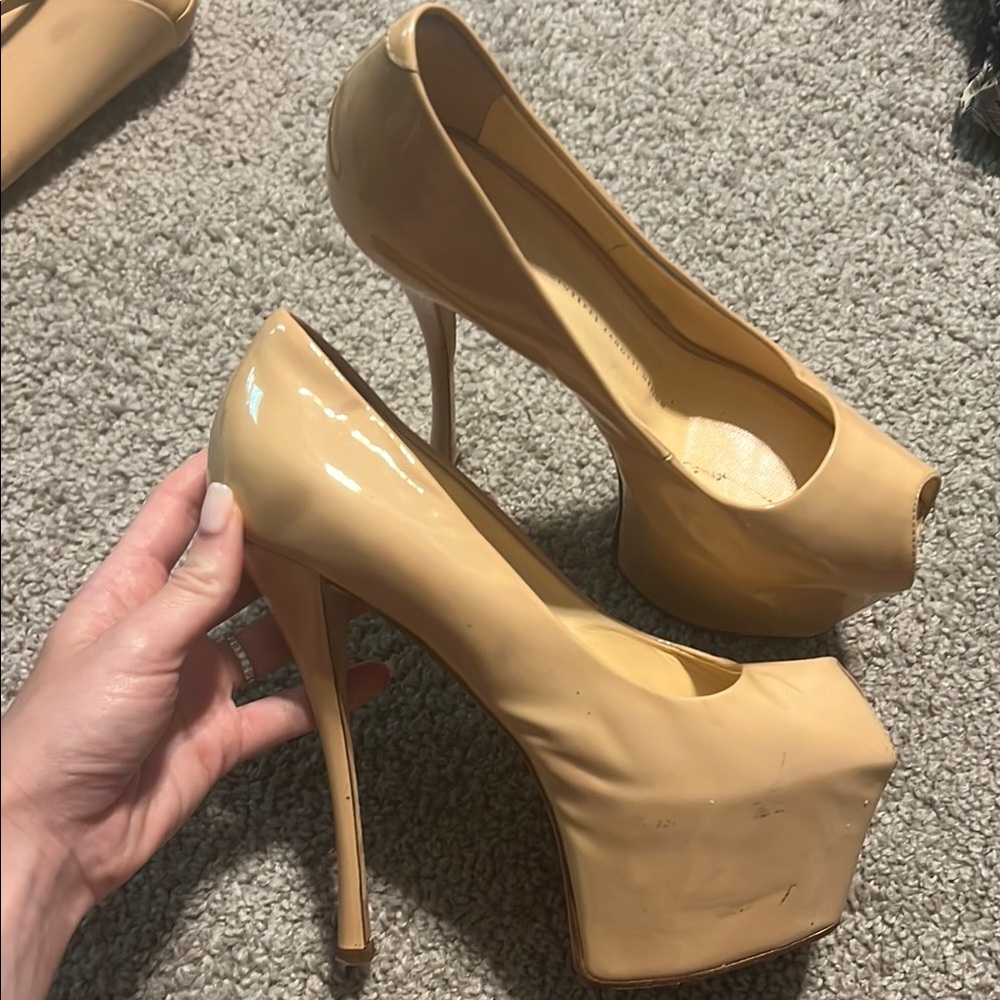 Worn Giuseppe Zanotti Tan Platform Heels